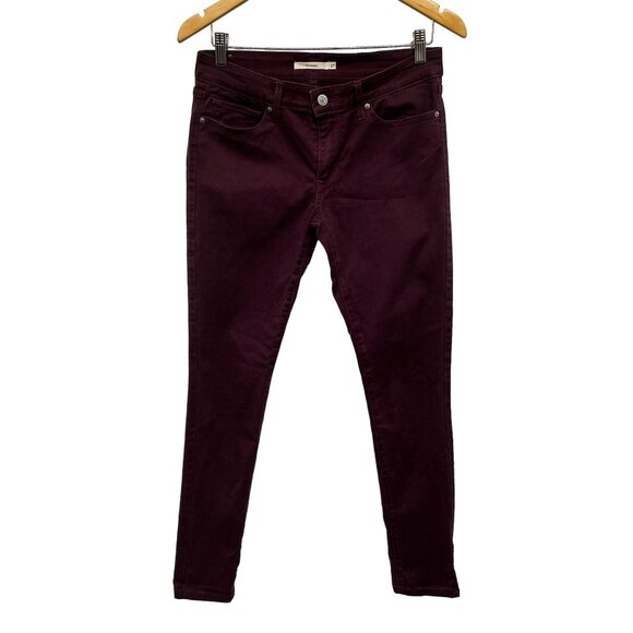 Levi's 711 Skinny Jeans Deep Plum Purple Maroon Midrise Stretch Denim - Picture 1 of 9